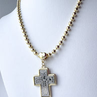 Our Father Cross Heart Style Medal Necklace
