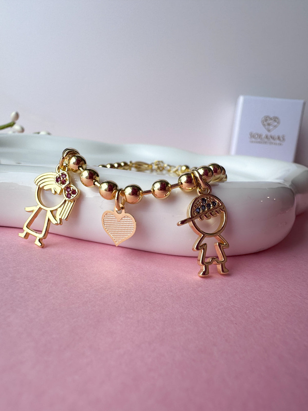 Golden Kids & Heart Bracelet