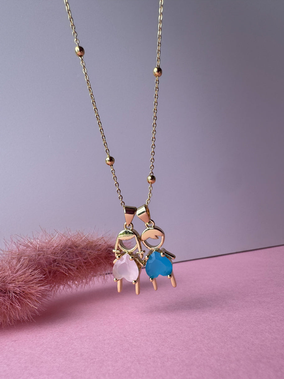 Big Kids Pink & Blue Crystals Necklaces