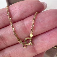 Singapure Chain 14k Solid Gold Necklace with little heart