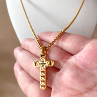 Golden Interlaced Style Cross Large Men Necklace