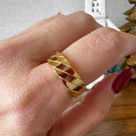 Golden Intertwined Steel Ring