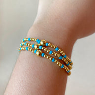 Set of 3 Elastic Golden and Blue Bracelets