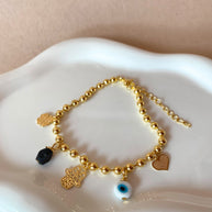 Azabache Multi Protection Charms Golden Bracelet