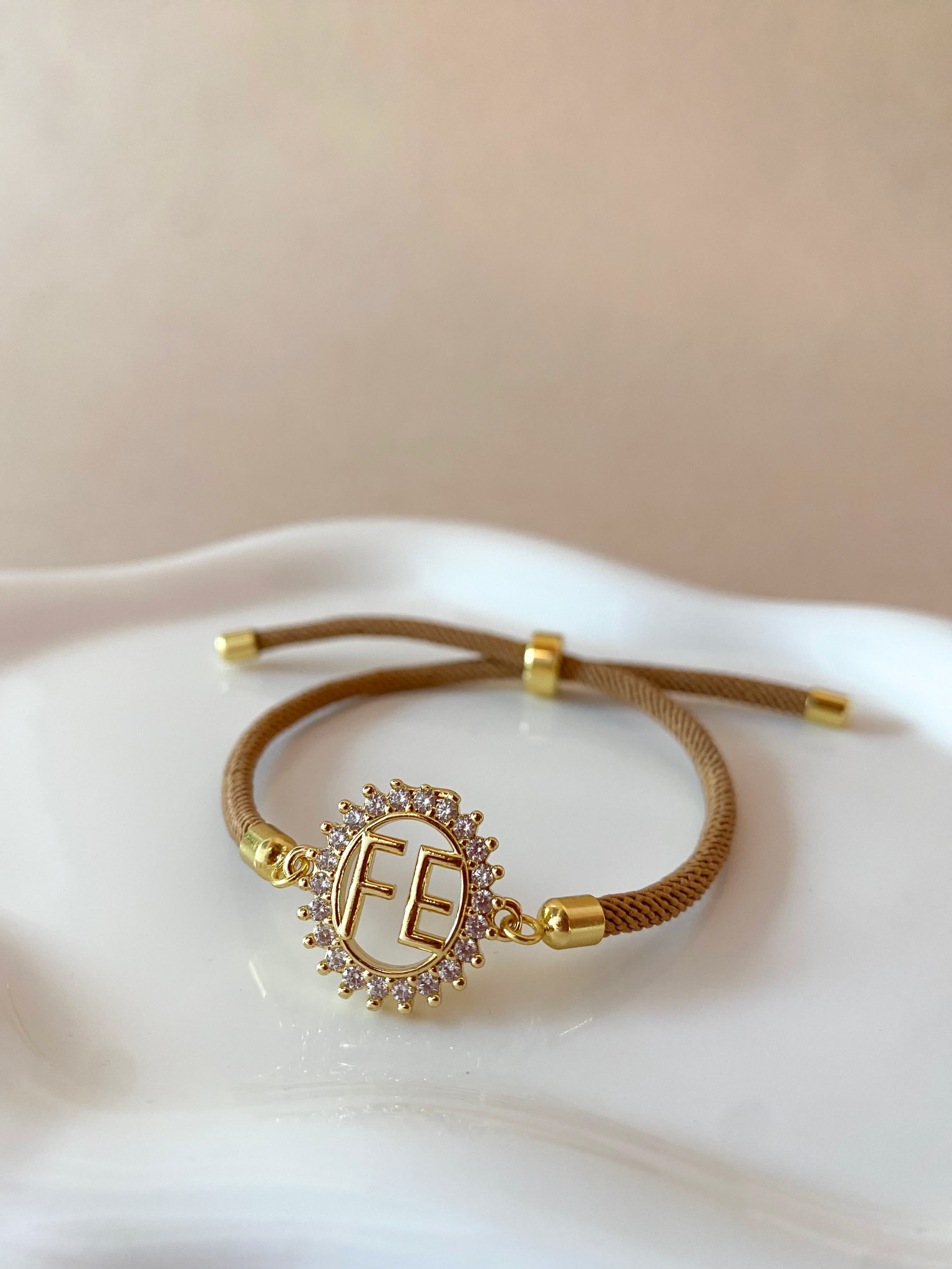 Crystals Faith Charms in Red or Brown Adjustable Bracelets