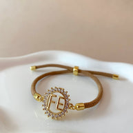 Crystals Faith Charms in Red or Brown Adjustable Bracelets