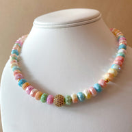 Golden Fire Ball Pastel Colors Beads Necklace