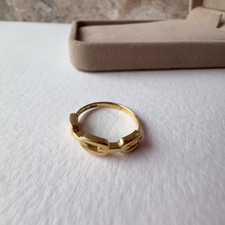 Anchor Link 18K Solid Gold Italy Ring