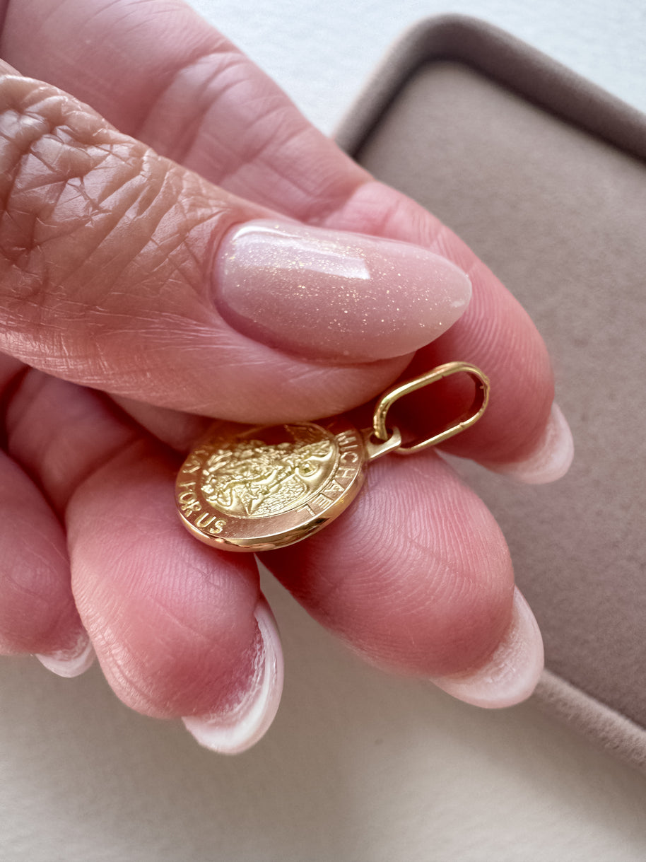St. Miguel Arcangel 18k Solid Italian Gold Charm