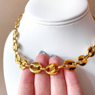 Golden Steel Coffee Grain Big Bracelet & Necklace