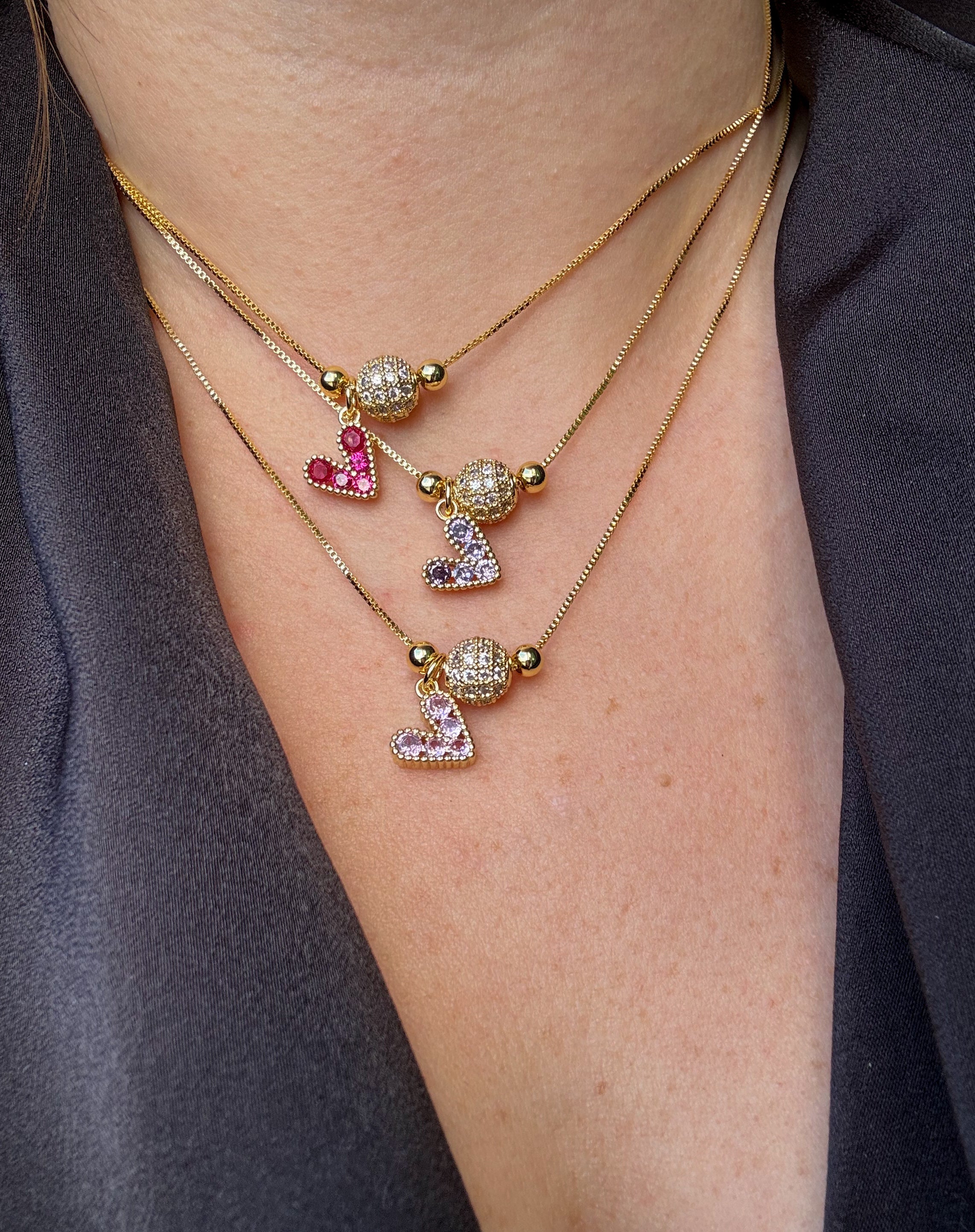 Shiny Little Colorful Hearts Adjustable Necklace