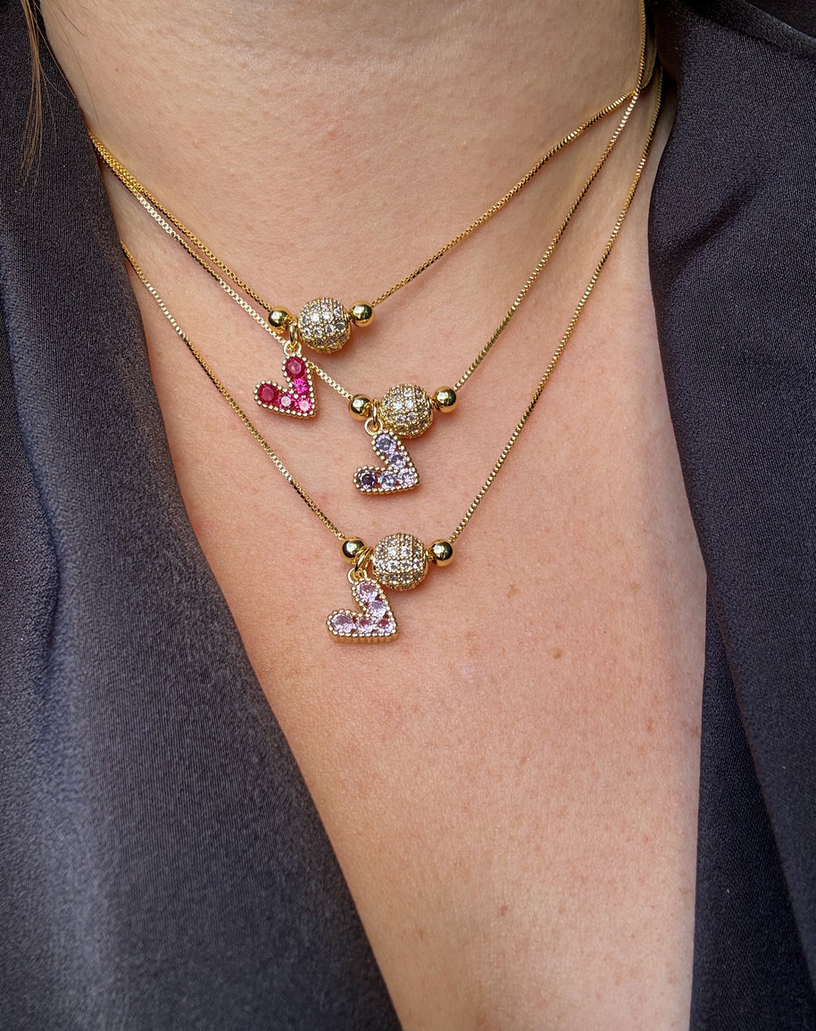 Shiny Little Colorful Hearts Adjustable Necklace