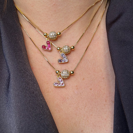 Shiny Little Colorful Hearts Adjustable Necklace