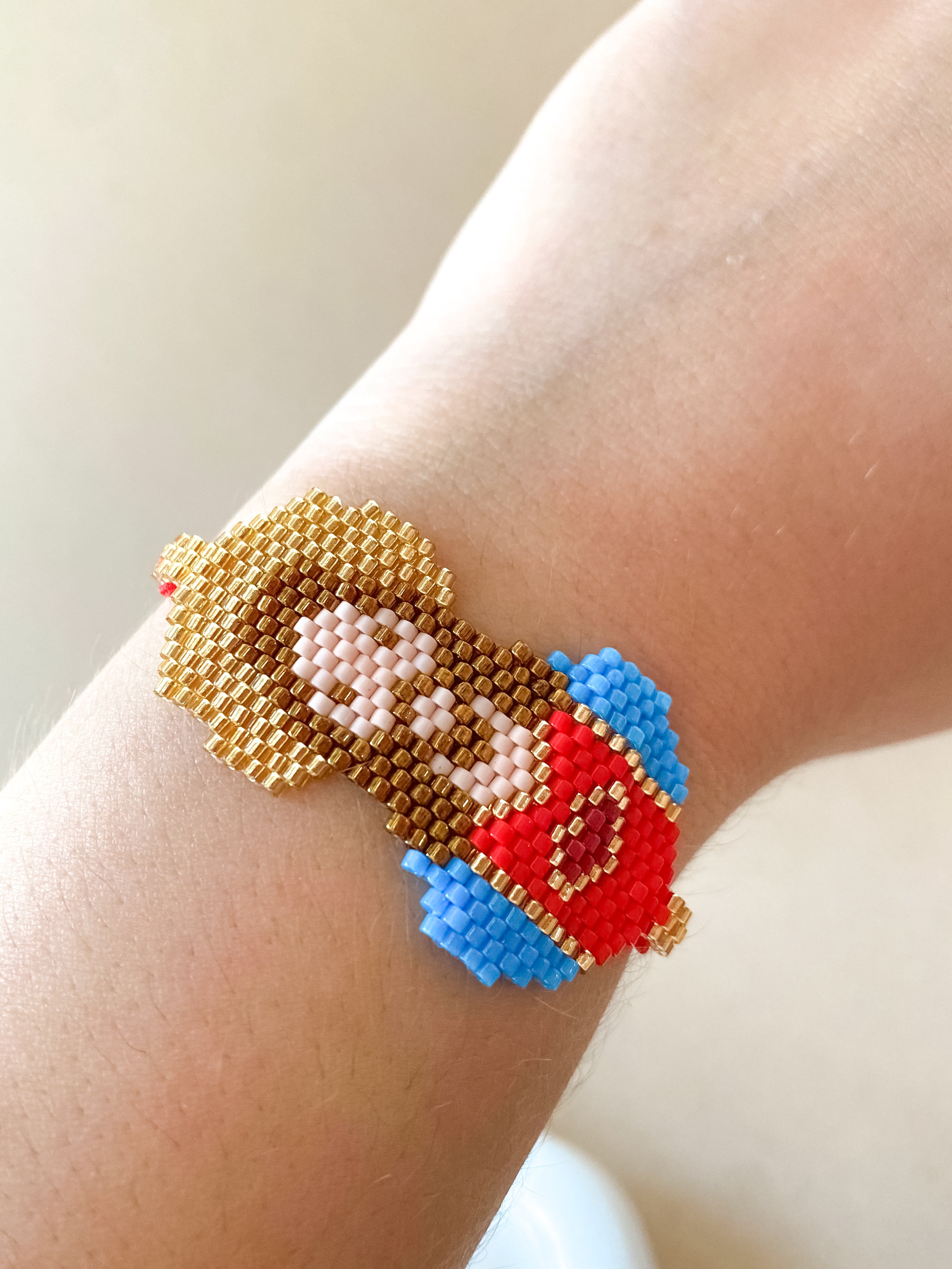 Jesus & God Red, Gold and Blue Miyuki Handmade Adjustable Bracelet