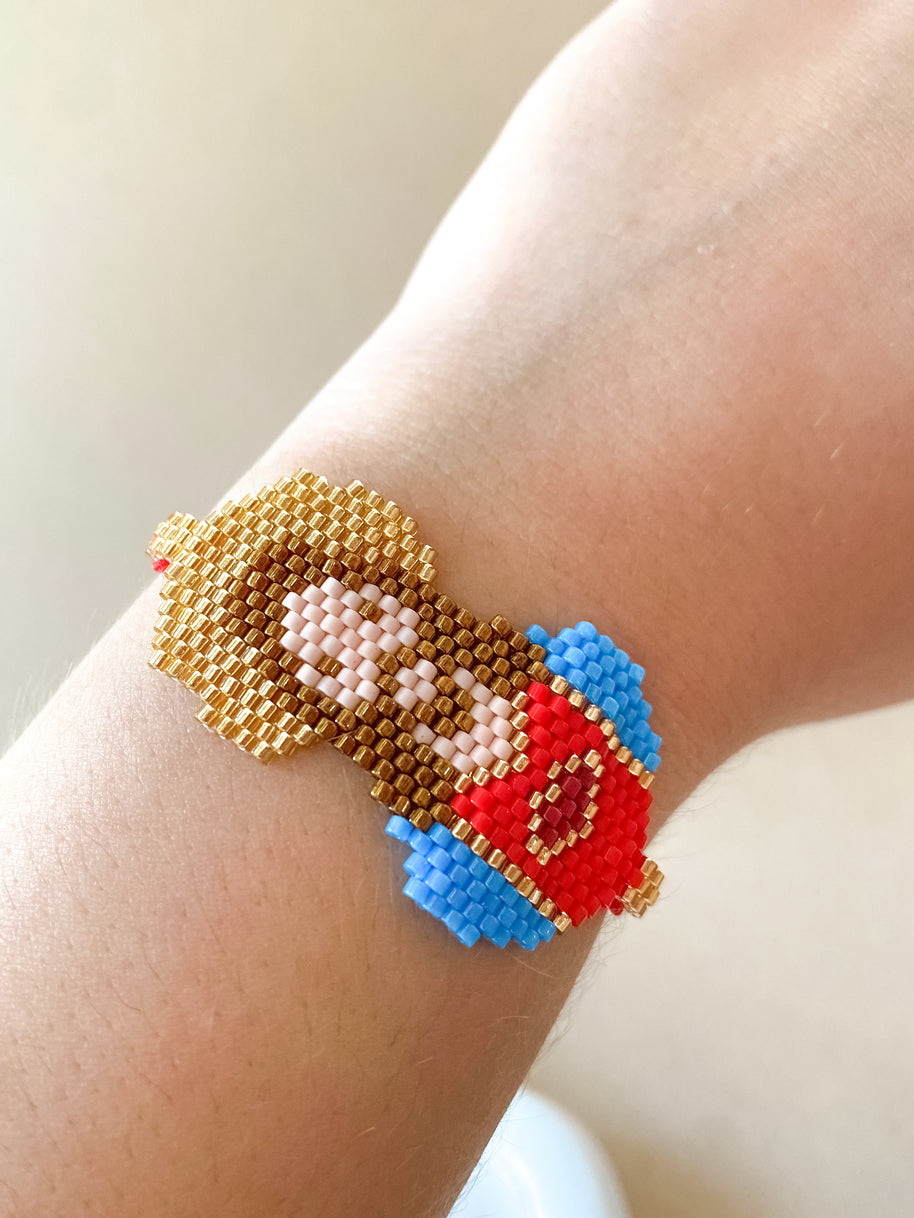 Jesus & God Red, Gold and Blue Miyuki Handmade Adjustable Bracelet