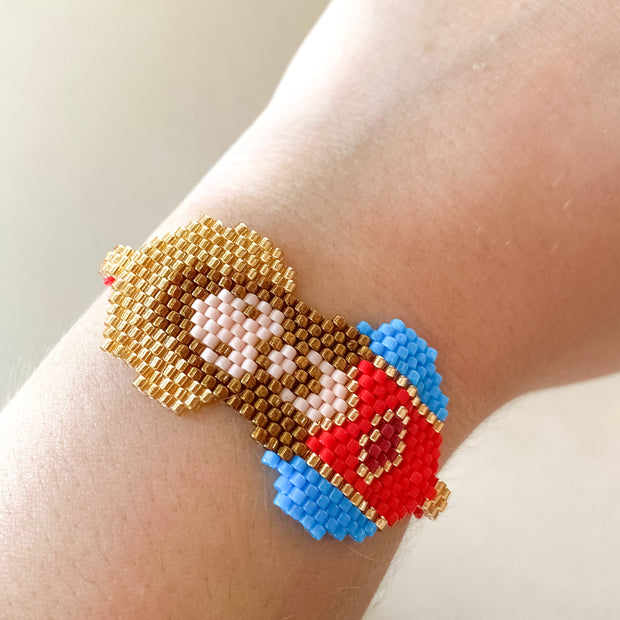 Jesus & God Red, Gold and Blue Miyuki Handmade Adjustable Bracelet