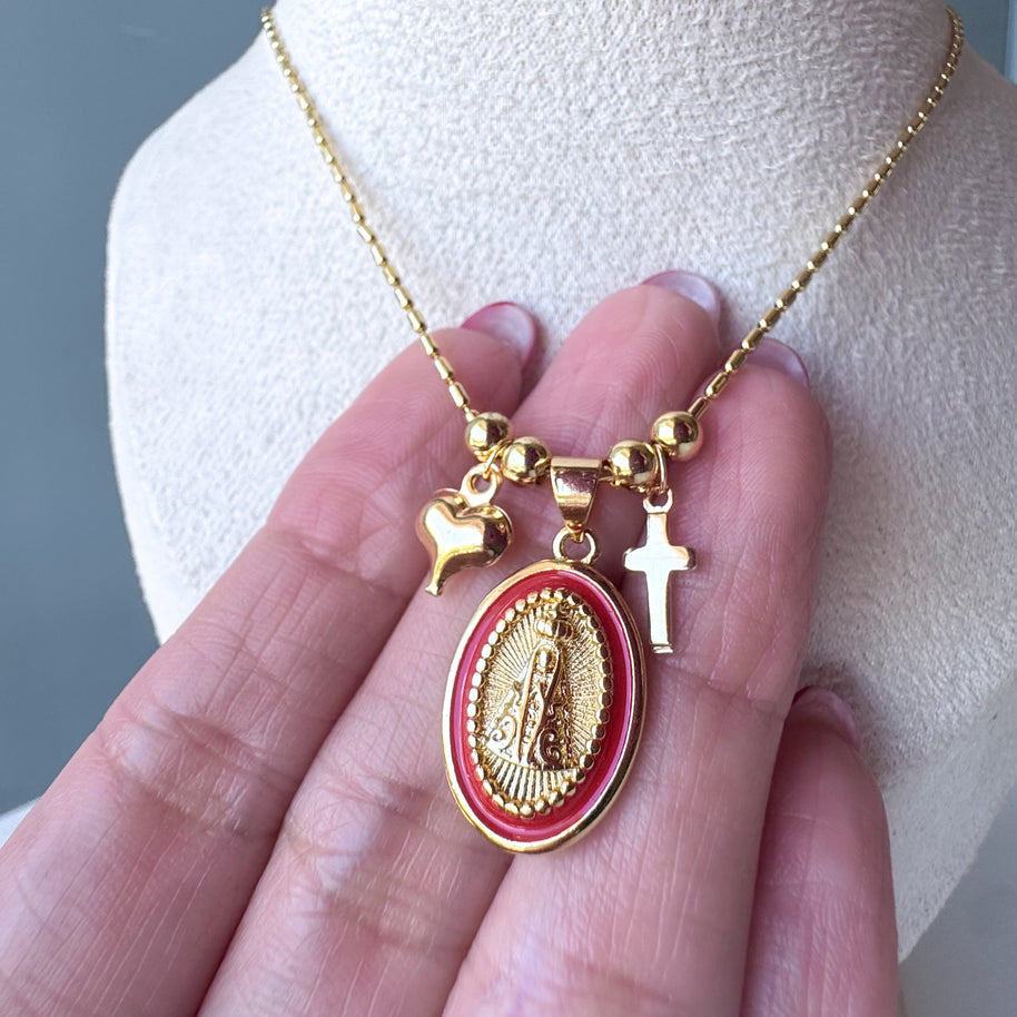 Virgin of the Valley LOVE in Red Necklace