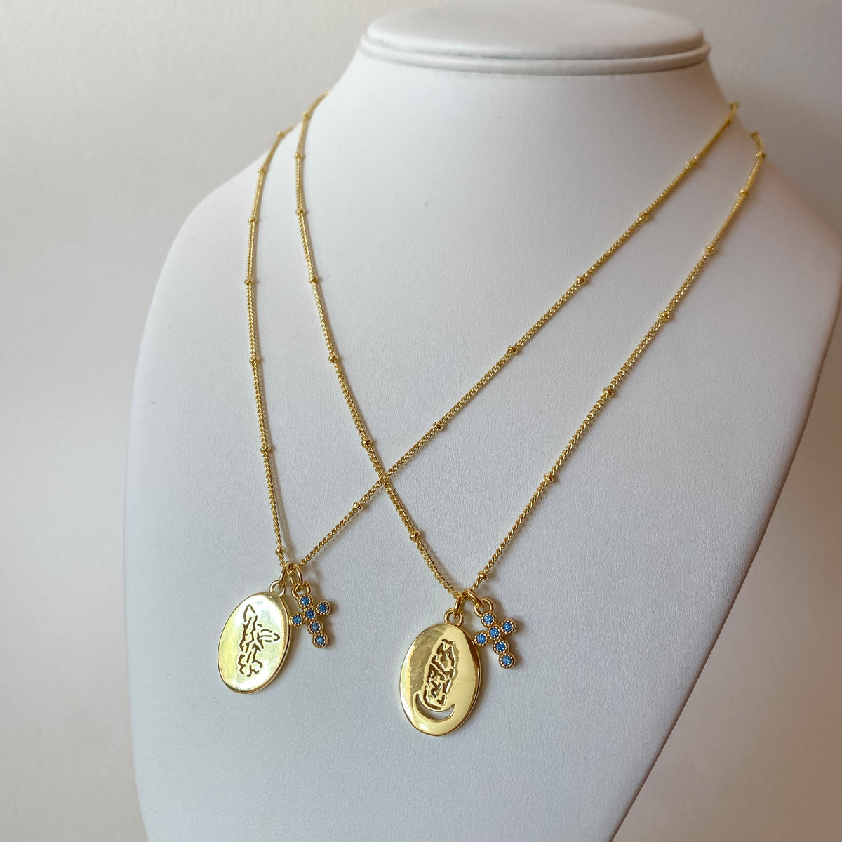 St Miguel or Chinita Virgin Medal Cross Necklace