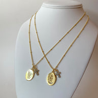 St Miguel or Chinita Virgin Medal Cross Necklace