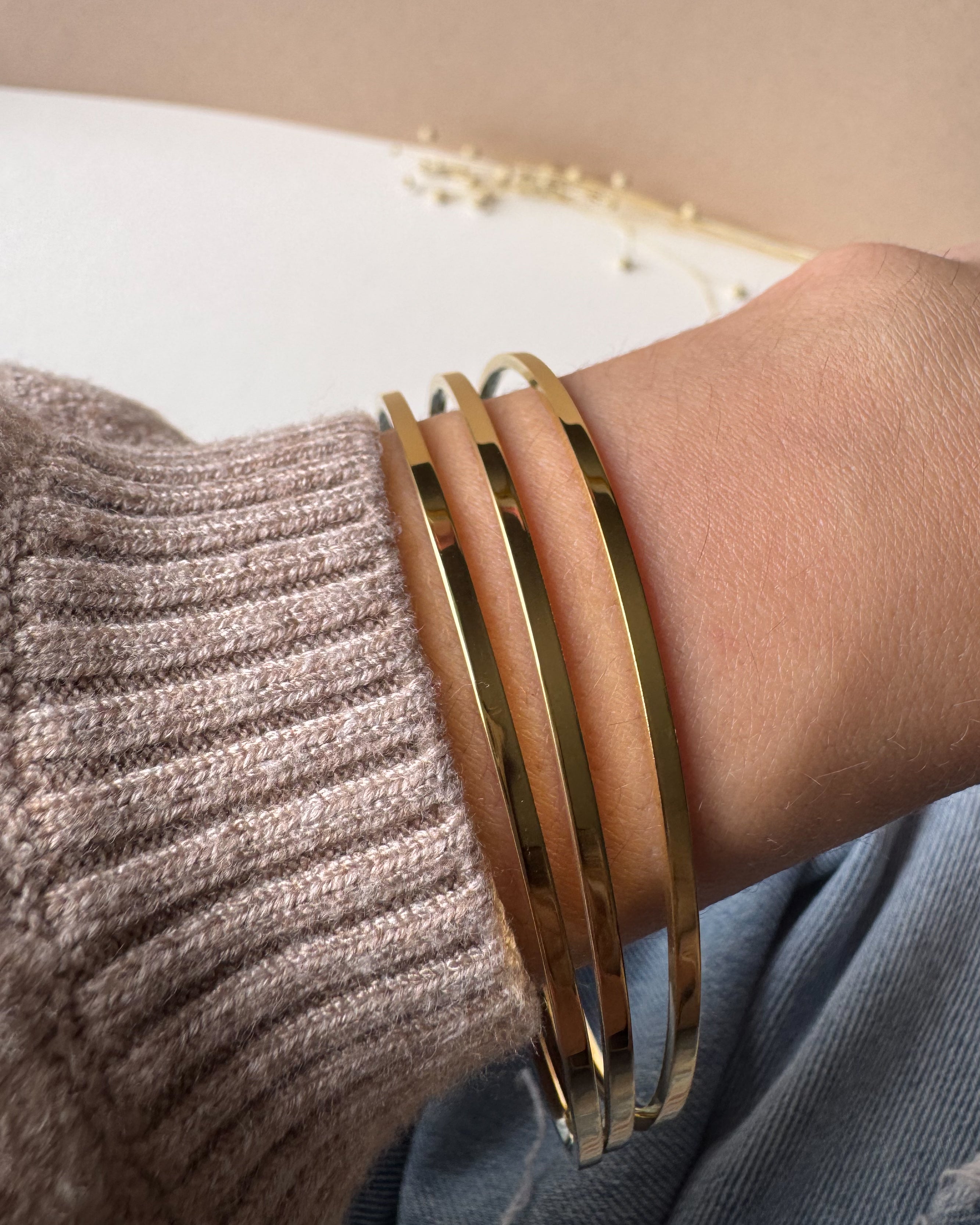 Set 3 Golden Thin Bangle