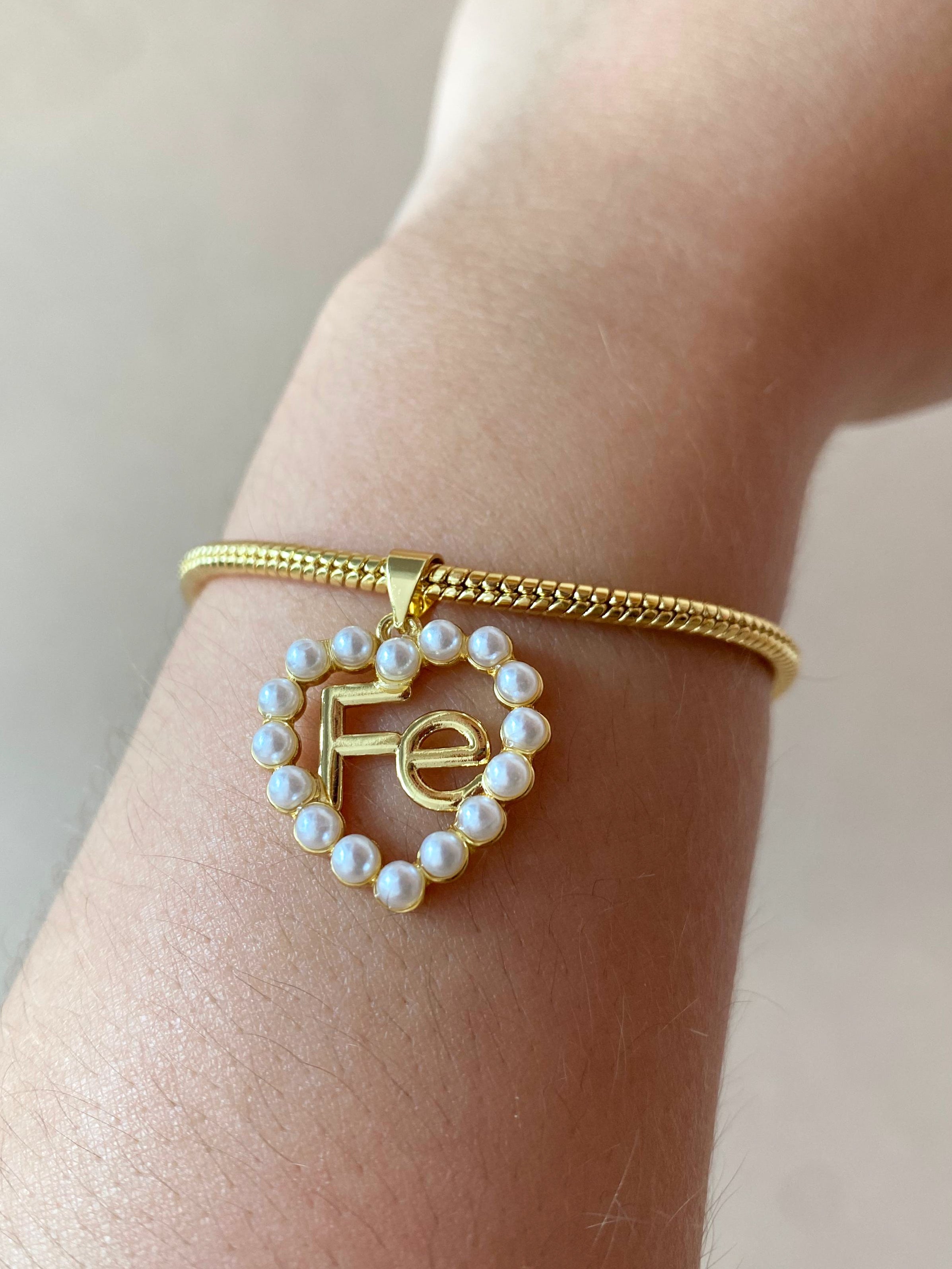 Faith Pearls Heart Shape Charm Bracelet