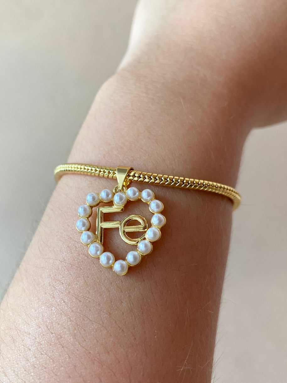 Faith Pearls Heart Shape Charm Bracelet