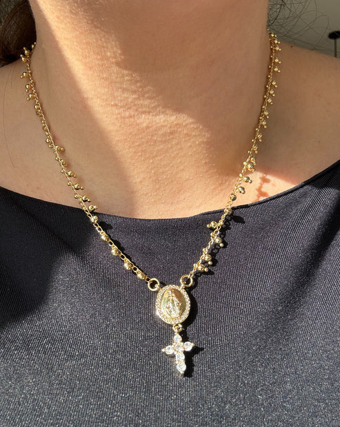 Cadena Virgen de la Milagrosa y Cruz