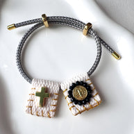 Black Crystals St. Benedict Scapular Adjustable Bracelet