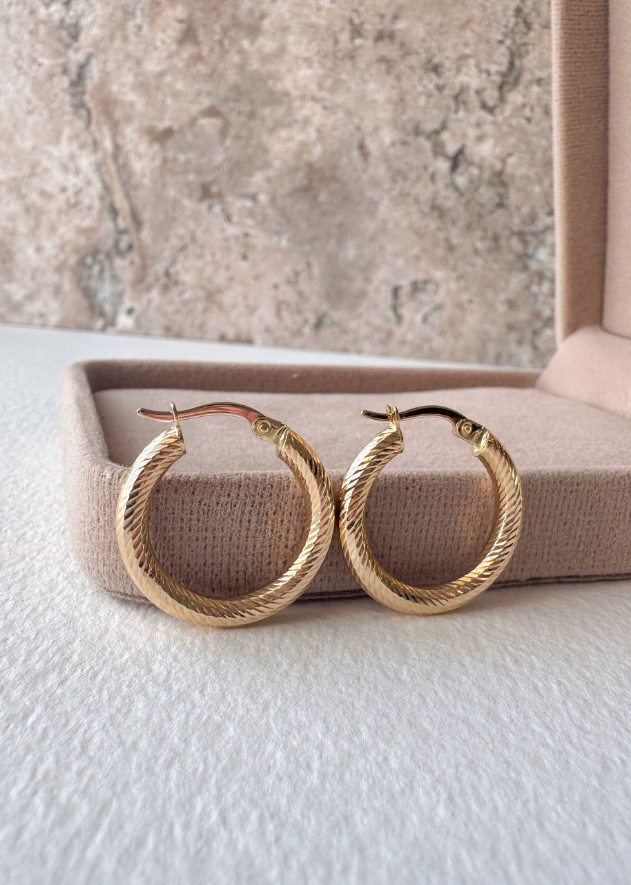 Spiral Thin 18k Solid Gold Hollow Hoops