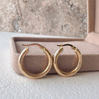 Spiral Thin 18k Solid Gold Hollow Hoops