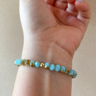 Elastic Crystal Blue, Turquoise and Brown Steel St. Benedict Bracelets