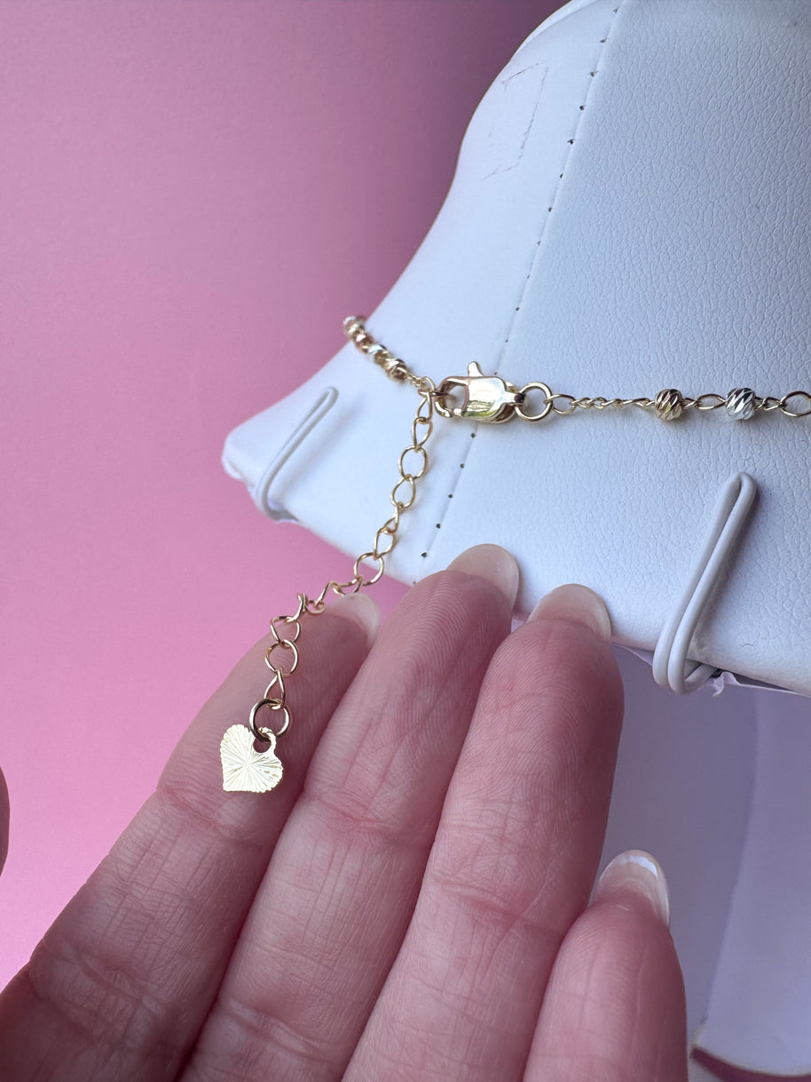 Guadalupe Heart Shape 3 Gold Rosary