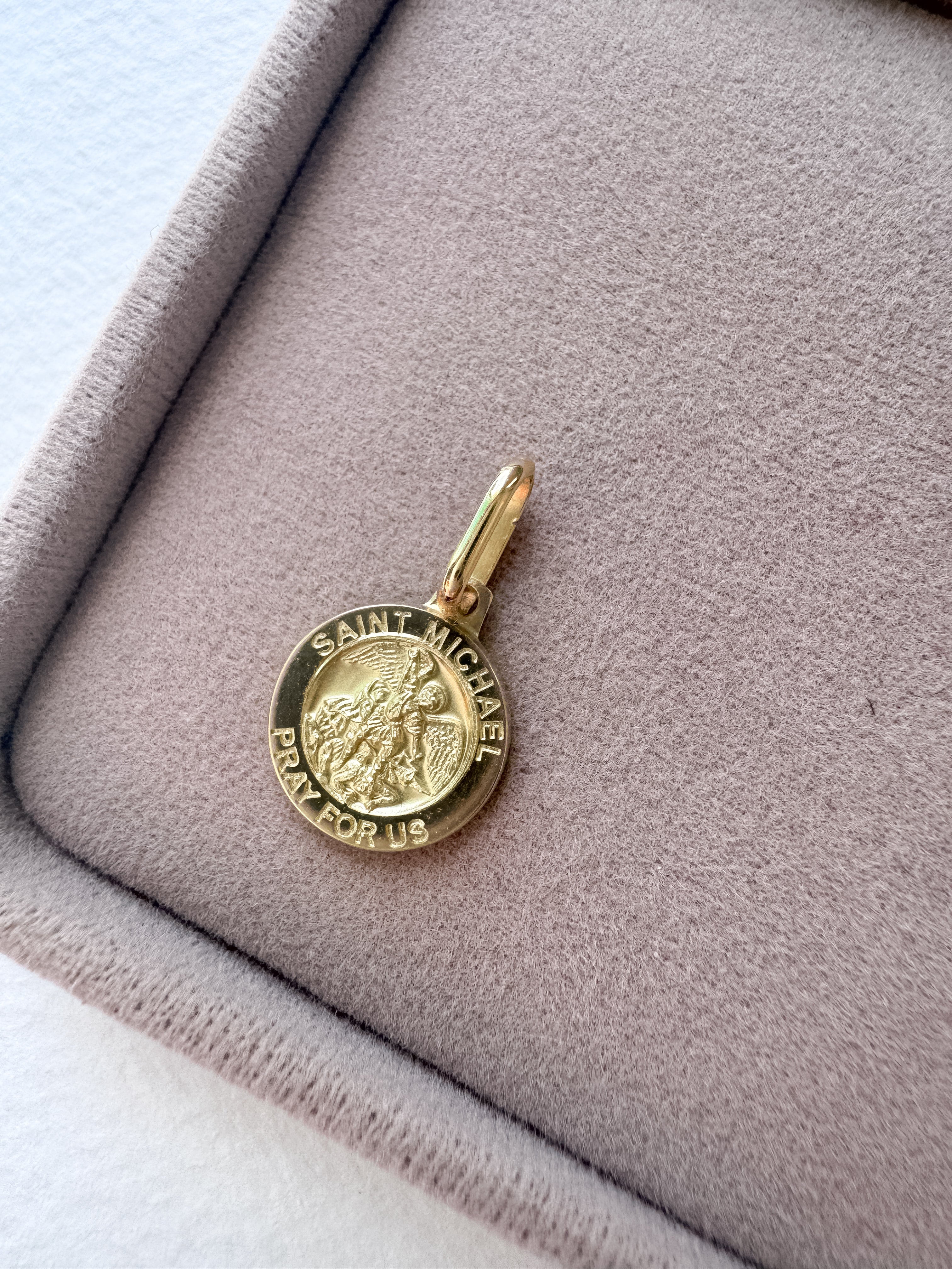 St. Miguel Arcangel 18k Solid Italian Gold Charm