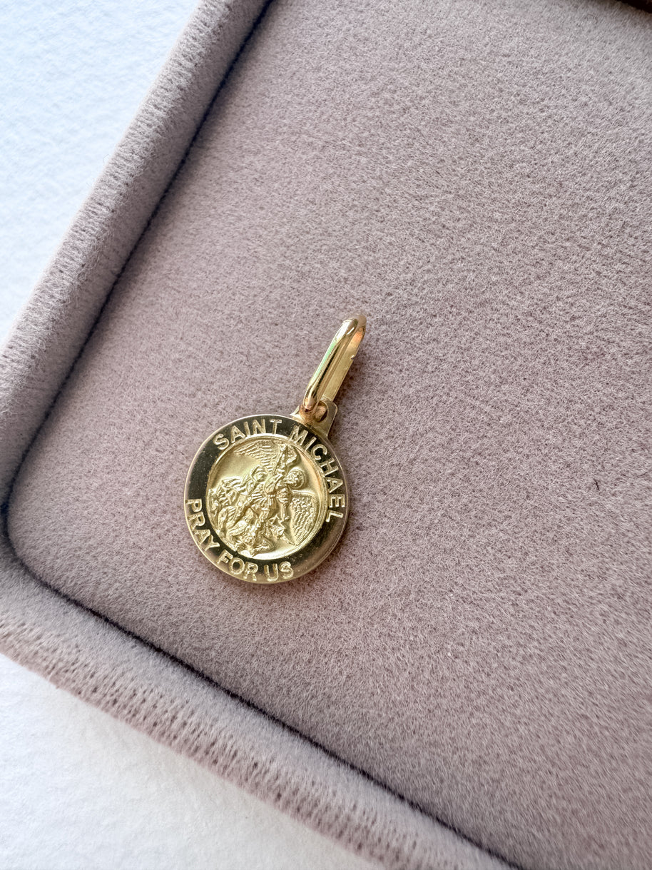 St. Miguel Arcangel 18k Solid Italian Gold Charm