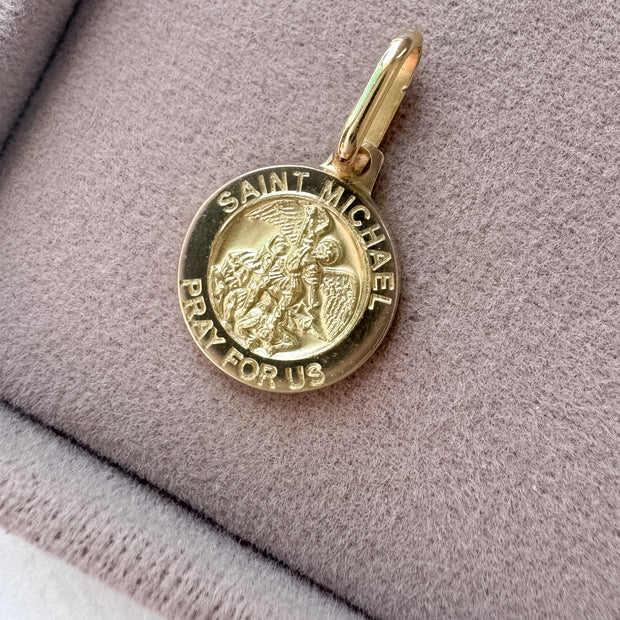 St. Miguel Arcangel 18k Solid Italian Gold Charm