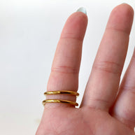 Golden Zircon Open Adjustable Steel Ring
