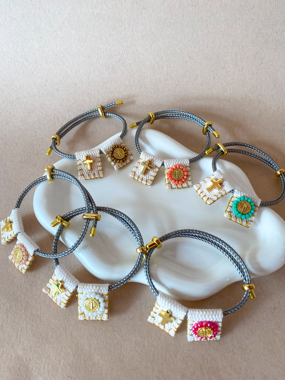 Adjustable Scapular St Benedict Colorful Bracelet