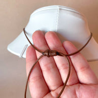 Golden Shiny Medium Heart Brown Leather Adjustable Necklace