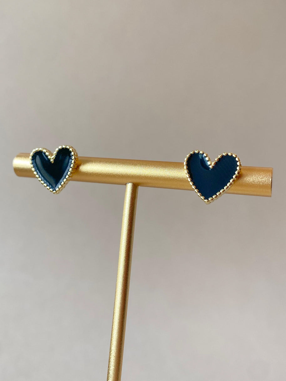 Black, Pink and Red Heart Shape Earrings