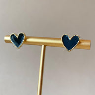 Black, Pink and Red Heart Shape Earrings