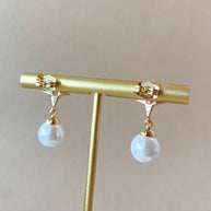 Purple and Pearls Crystal Large Earrings