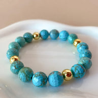Turquoise Medium Balls Beads Elastic Bracelet
