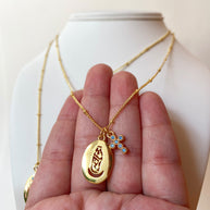 St Miguel or Chinita Virgin Medal Cross Necklace