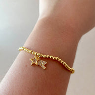Star, White Heart and Faith Charms Elastics Bracelets
