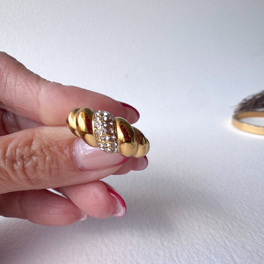 Chunky Gold Twist Steel Ring