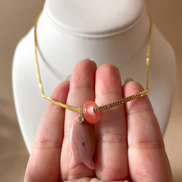 Fish Rhodochrosite and Turkish Stone Necklace