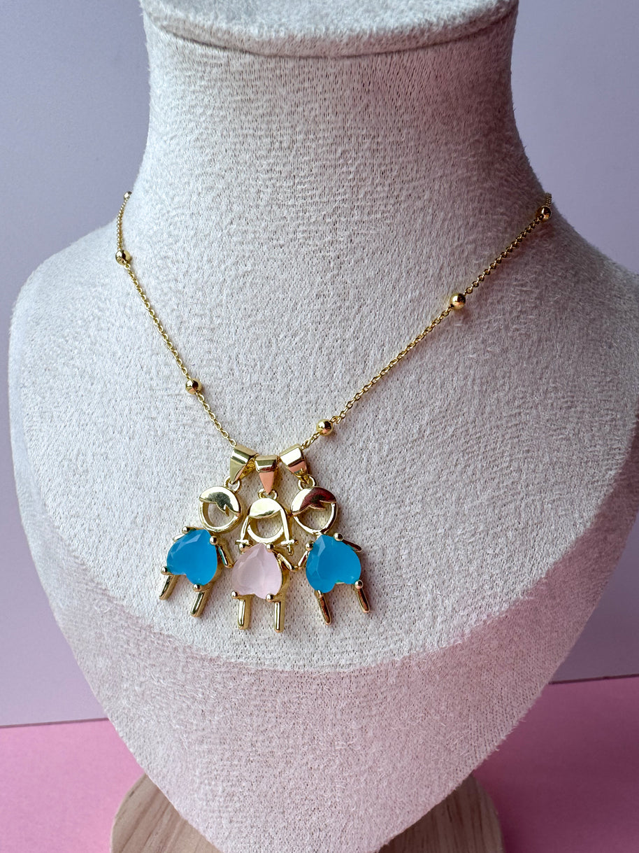 Big Kids Pink & Blue Crystals Necklaces