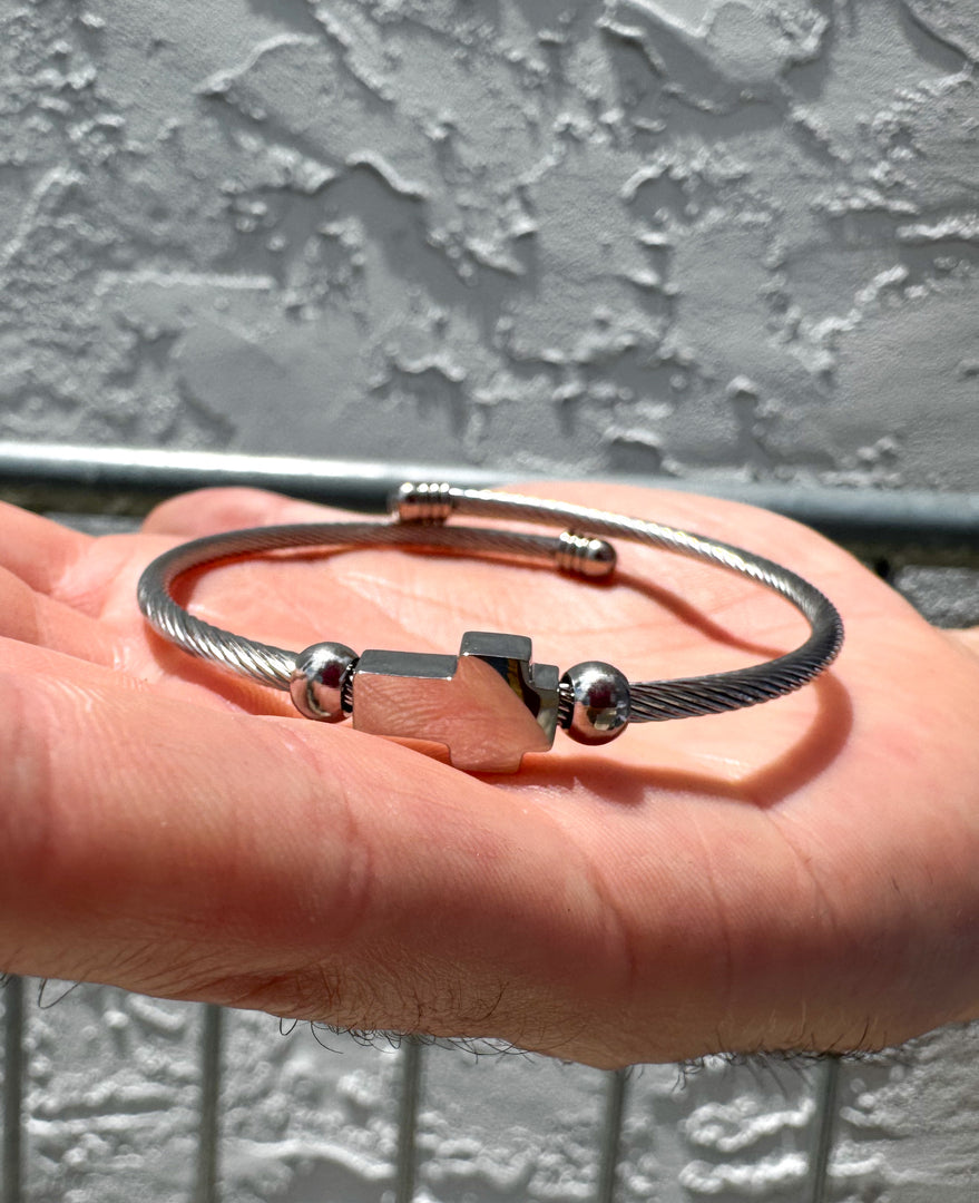 Silver Cross Men Bracelet