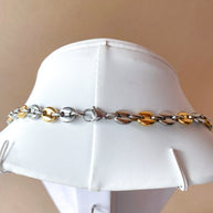 Large Silver & Gold Steel Coffee Grain Necklace