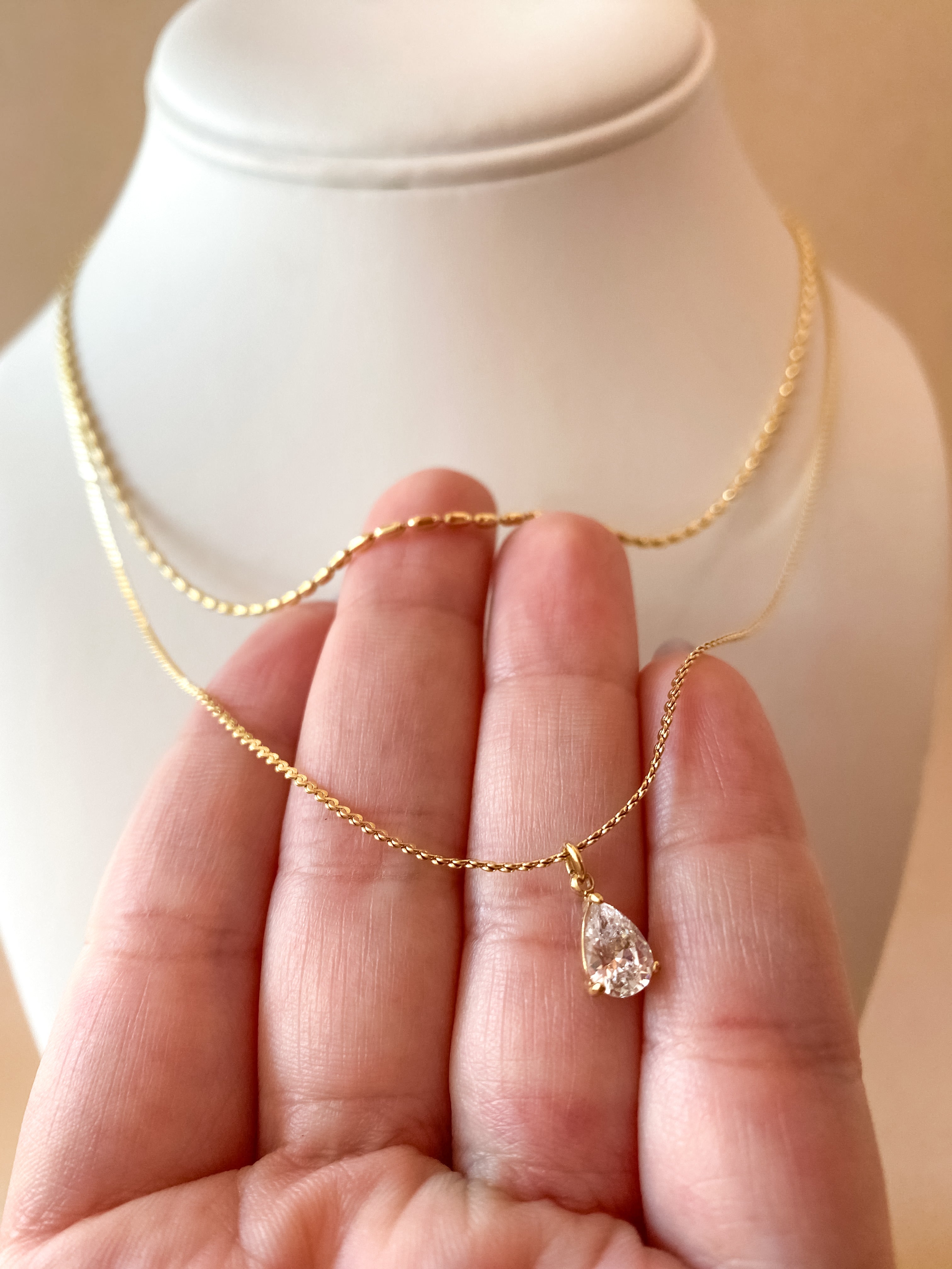 Double Golden Crystal Steel Necklace
